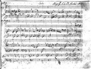 Trio in G majeur voor viool, klavecimbel en cello (K 496) 1786 (1e pagina) door Wolfgang Amadeus Mozart